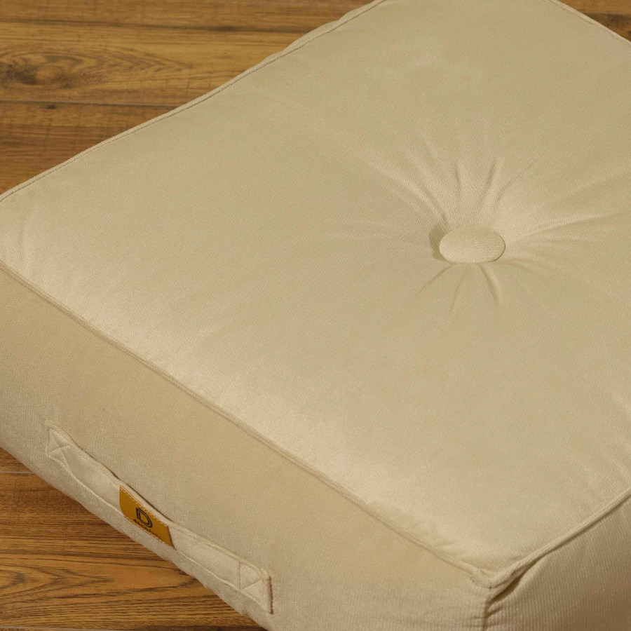 Set di 2 Pouf in Velluto XL 54x54 Crema, tessuto in velluto