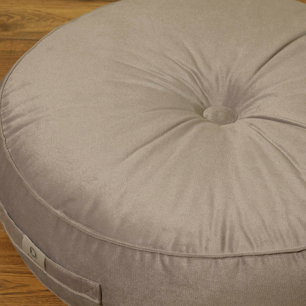 Set di 2 Pouf Rotondi in Velluto Grigio Chiaro