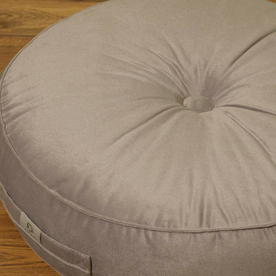 Set di 2 Pouf Rotondi in Velluto Grigio Chiaro