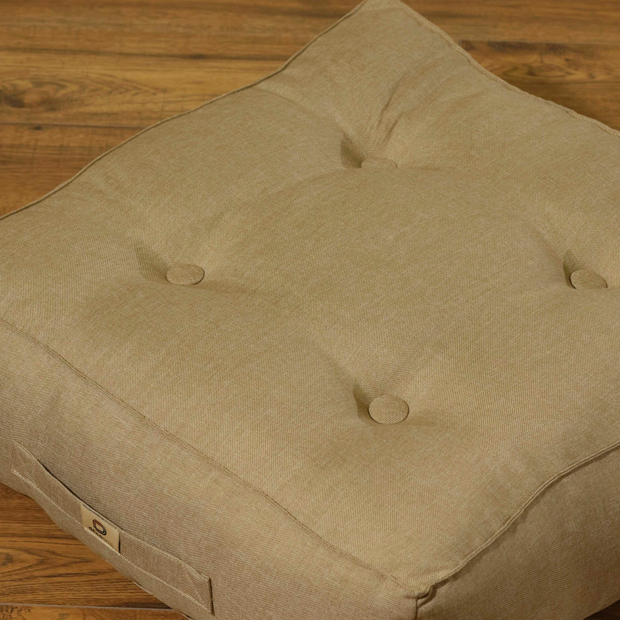 Set di 2 Cuscini da Pavimento Effetto Lino Beige – foto 3