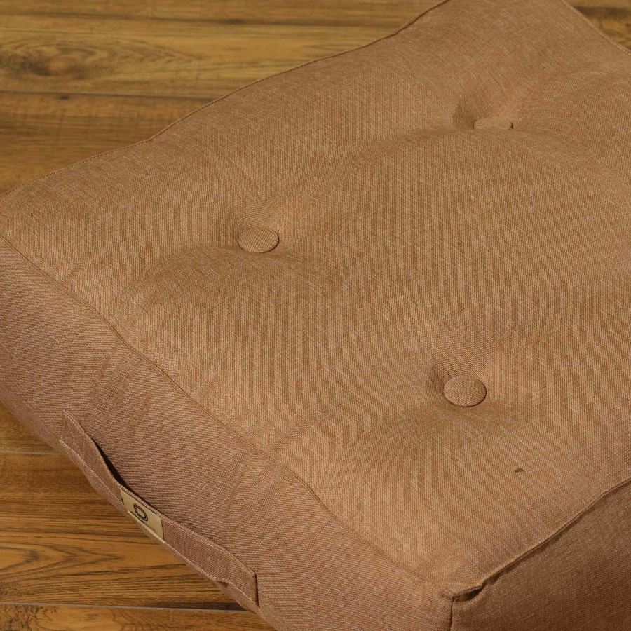 Set di 2 Cuscini da Pavimento Effetto Lino Marron Clair – foto 3