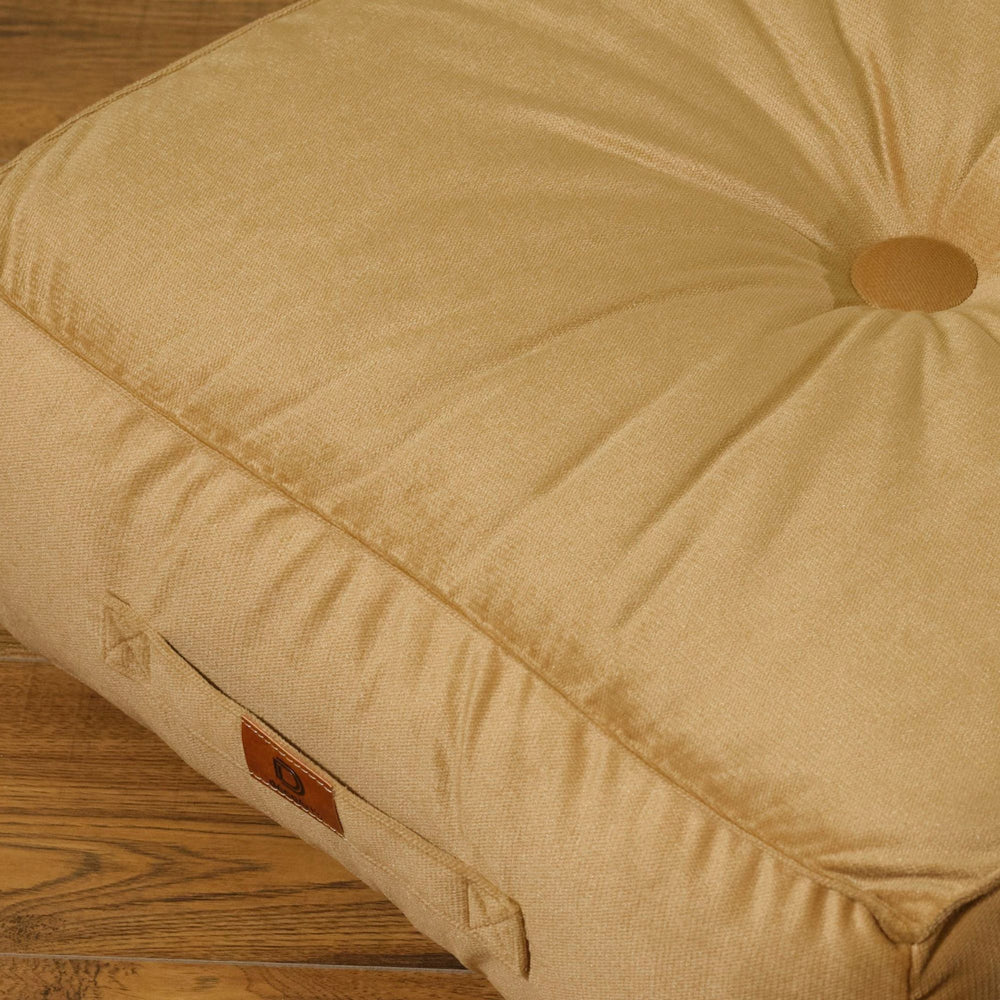 Set di 2 Pouf in Velluto XL 54x54 Beige, tessuto in velluto