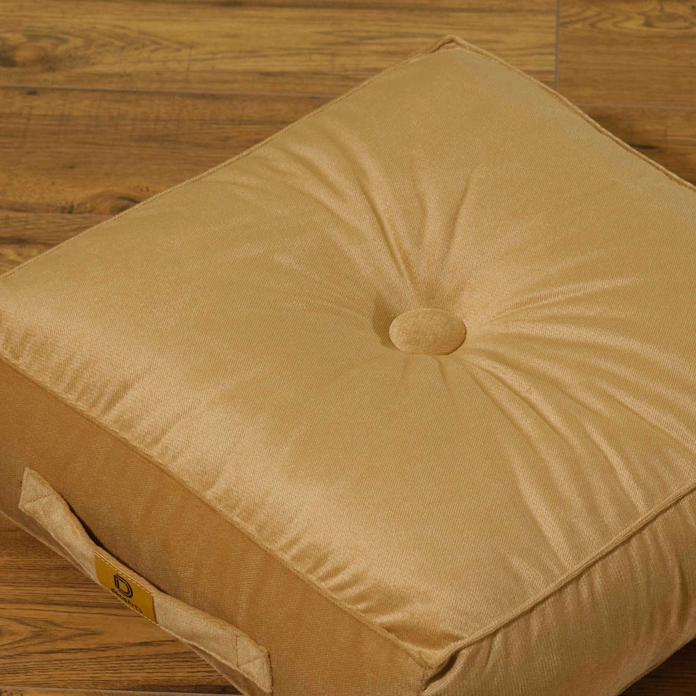 Set di 2 Pouf in Velluto 40x40 Beige, tessuto in velluto