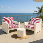 Ensemble de coussins de salon jardin 60x60 cm rayures rouges pour fauteuils et canapés, en tissu Premium 270g.