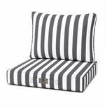 Ensemble Coussins Chaise Jardin 40x40 Rayure Gris Foncé - Premium 270g (Assise + Dossier)
