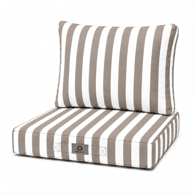 Ensemble Coussins Chaise Jardin 40x40 Rayure Beige - Premium 270g (Assise + Dossier)