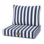 Ensemble Coussins Chaise Jardin 40x40 Rayure Bleu Marine - Premium 270g (Assise + Dossier)