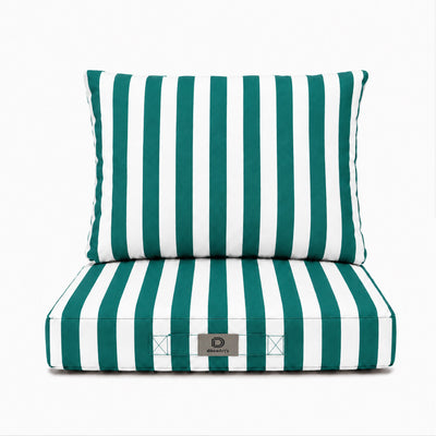 Ensemble Coussins Chaise Jardin 40x40 Rayure Verte - Premium 270g (Assise + Dossier)