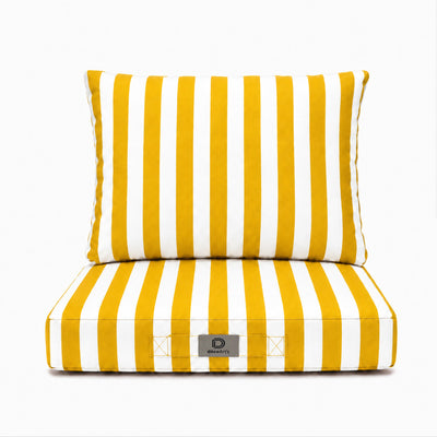 Ensemble Coussins Chaise Jardin 40x40 Rayure Jaune - Premium 270g (Assise + Dossier)