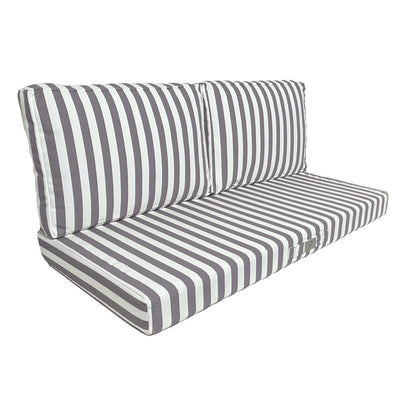 Ensemble de 3 coussins pour salon de jardin, rayure gris foncé, pour fauteuils et canapés, 120x60 cm, en tissu Premium 270g.