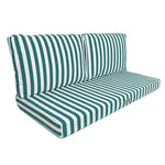 Ensemble de coussins de salon de jardin rayés verts, 120x60 cm, pour fauteuils et canapés, avec assise et dossiers, en tissu 270g.