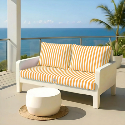 Ensemble Coussins Salon Jardin 100x50 Rayure Jaune - vue principale