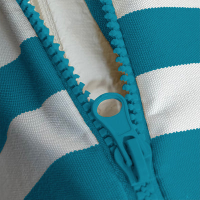 Ensemble de coussins de jardin rayés turquoise pour fauteuils et canapés, 120x60 cm, 1 assise et 2 dossiers, tissu 270g.