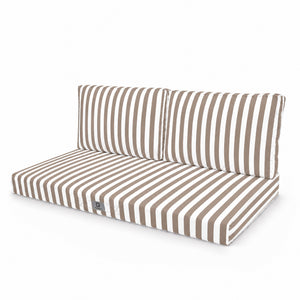 Set Cuscini Salotto da Giardino 100x50 Riga Beige - Premium 270g (1 Seduta + 2 Schienali)
