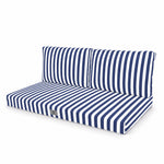 Set Cuscini Salotto da Giardino 120x60 Riga Blu Navy - Premium 270g (1 Seduta + 2 Schienali)
