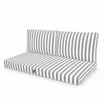 Set Cuscini Salotto da Giardino 100x50 Riga Grigio Chiaro - Premium 270g (1 Seduta + 2 Schienali)