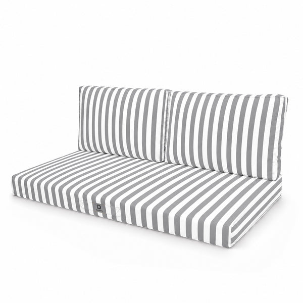 Set Cuscini Salotto da Giardino 100x50 Riga Grigio Chiaro - Premium 270g (1 Seduta + 2 Schienali)