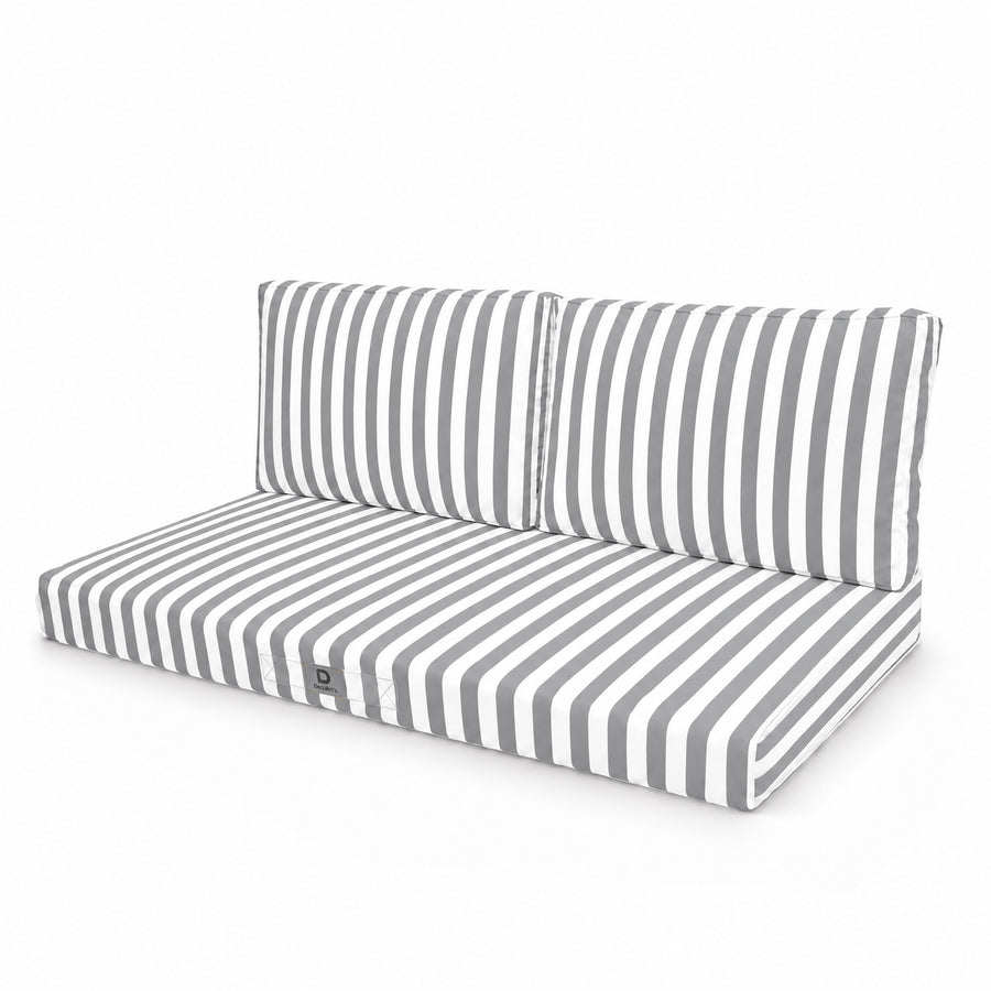 Set Cuscini Salotto da Giardino 100x50 Riga Grigio Chiaro, fodera sfoderabile
