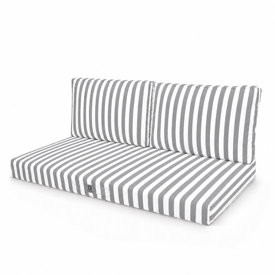 Set Cuscini Salotto da Giardino 120x60 Riga Grigio Chiaro - Premium 270g (1 Seduta + 2 Schienali)