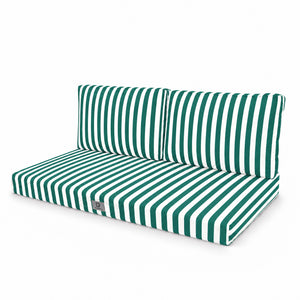 Set Cuscini Salotto da Giardino 100x50 Riga Verde - Premium 270g (1 Seduta + 2 Schienali)