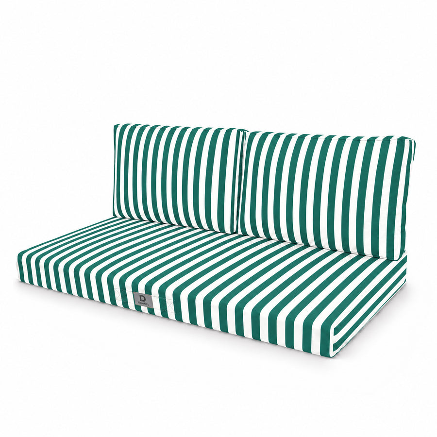 Set Cuscini Salotto da Giardino 100x50 Riga Verde, fodera sfoderabile