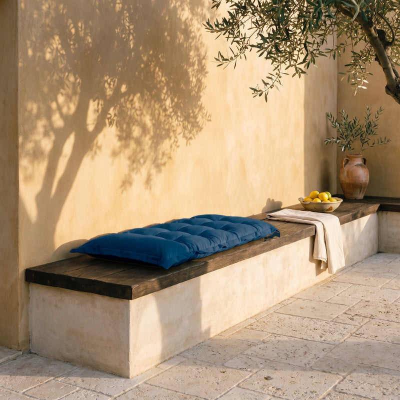 Cuscino Trapuntato per Panca e Pavimento 120x60 Blu Petrolio - Spesso 10cm (Versatile)