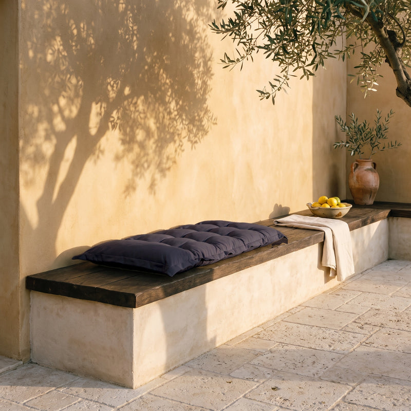 Cuscino Trapuntato per Panca e Pavimento 120x60 Grigio Carbone - Spesso 10cm (Versatile)