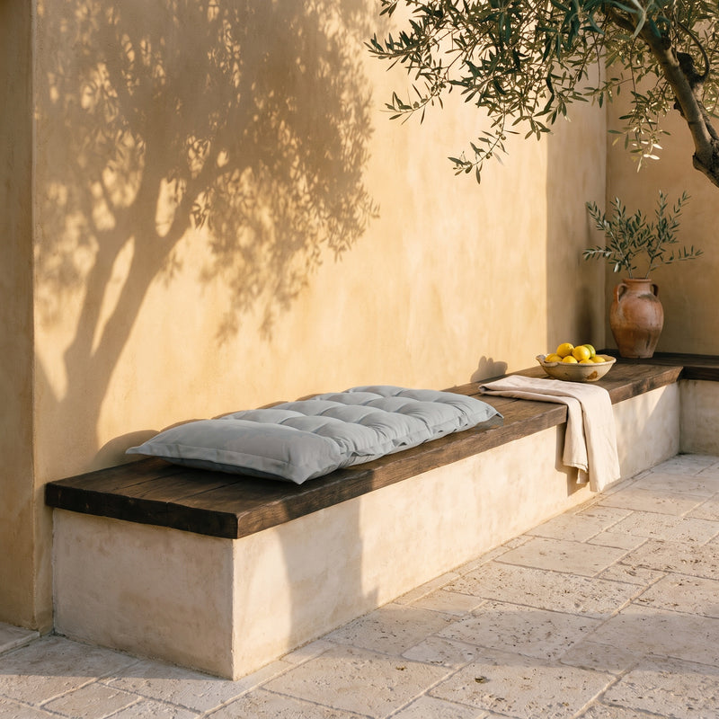 Cuscino Trapuntato per Panca e Pavimento 120x60 Grigio Ciottolo - Spesso 10cm (Versatile)