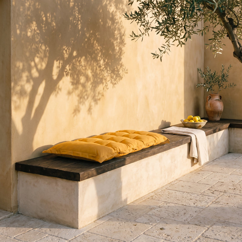 Cuscino Trapuntato per Panca e Pavimento 120x60 Giallo Miele - Spesso 10cm (Versatile)