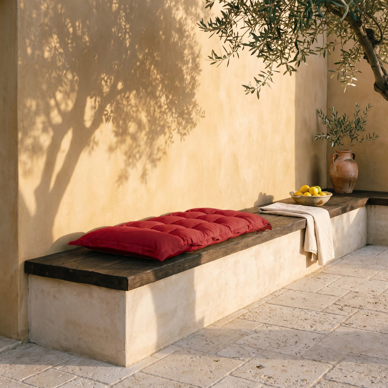 Cuscino Trapuntato per Panca e Pavimento 120x60 Rosso - Spesso 10cm (Versatile)