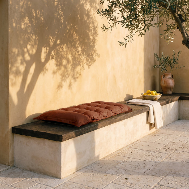 Cuscino Trapuntato per Panca e Pavimento 120x60 Terracotta - Spesso 10cm (Versatile)