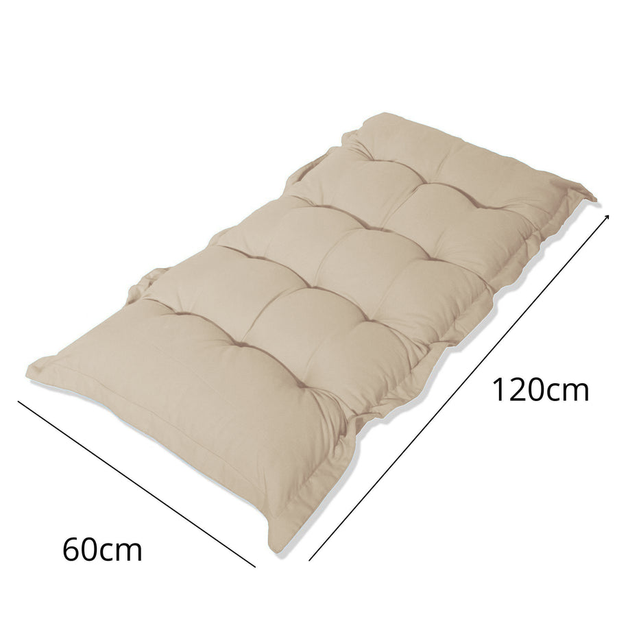 Cuscino Trapuntato per Panca e Pavimento 120x60 Beige, imbottitura in fiocchi di schiuma