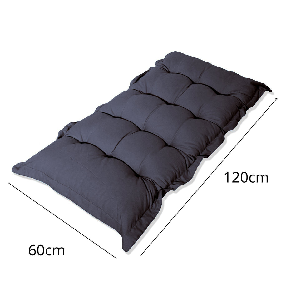 Cuscino Trapuntato per Panca e Pavimento 120x60 Grigio Carbone, imbottitura in fiocchi di schiuma