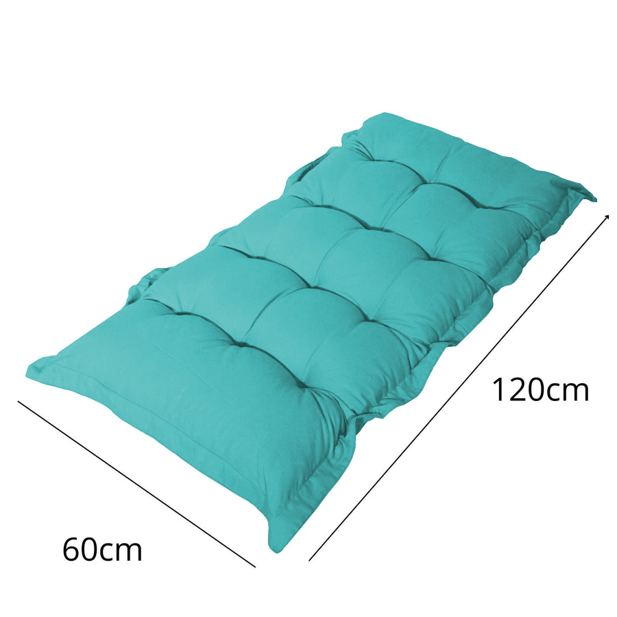 Cuscino Trapuntato per Panca e Pavimento 120x60 Blu Caraibi, imbottitura in fiocchi di schiuma