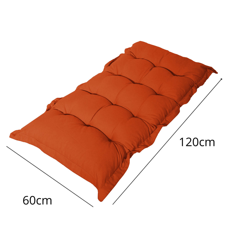 Cuscino Trapuntato per Panca e Pavimento 120x60 Arancione, imbottitura in fiocchi di schiuma