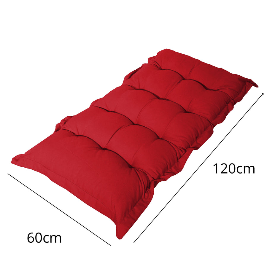 Cuscino Trapuntato per Panca e Pavimento 120x60 Rosso, imbottitura in fiocchi di schiuma