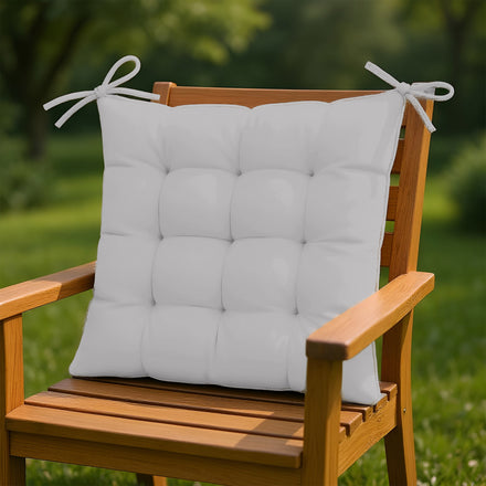 Set di 4 Cuscini per Sedia 40x40 Grigio Chiaro - Interno ed Esterno (Idrorepellente con Lacci)