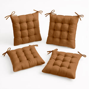 Set di 4 Cuscini per Sedia 40x40 Ruggine - Interno ed Esterno (Idrorepellente con Lacci)