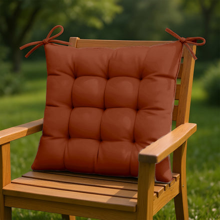 Set di 4 Cuscini per Sedia 40x40 Terracotta - Interno ed Esterno (Idrorepellente con Lacci)