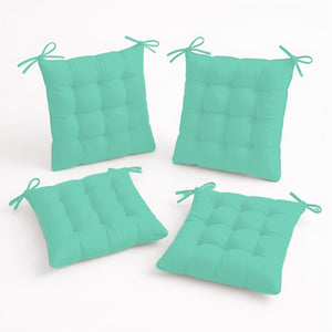 Set di 4 Cuscini per Sedia 40x40 Verde Menta - Interno ed Esterno (Idrorepellente con Lacci)