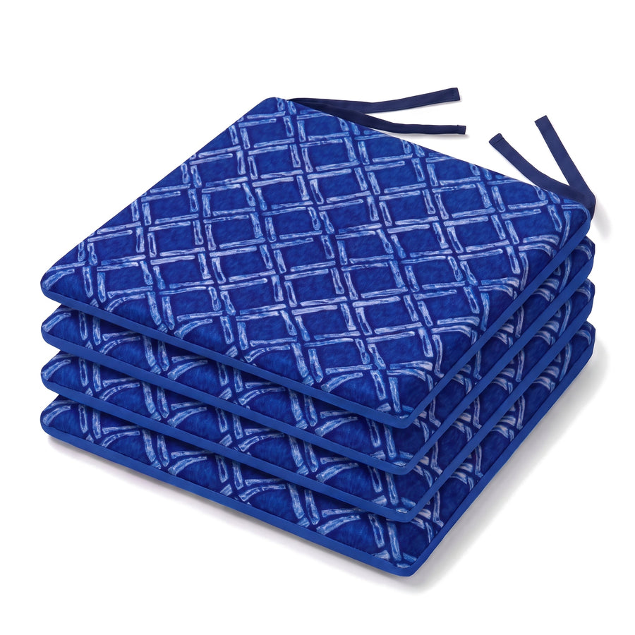 Set di 4 cuscini per sedia 35x35 Motivo Nautico Blu