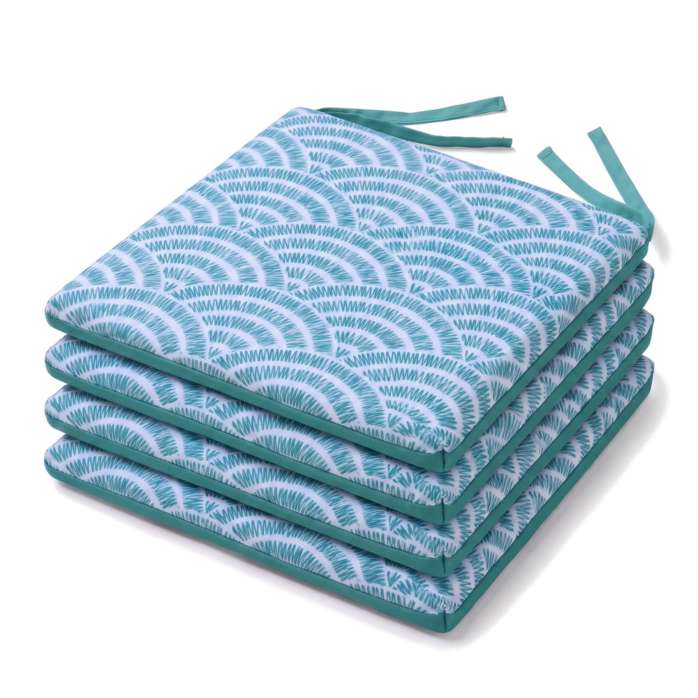 Set di 4 cuscini per sedia 35x35 Motivo Ventagli Verdi