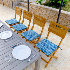 Set di 4 cuscini per sedia 35x35x3 cm motivo geometrico verde