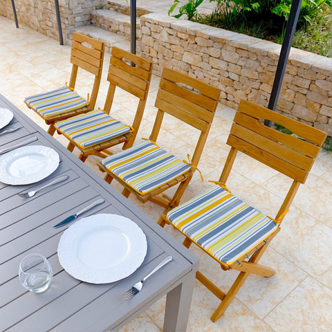 Set di 4 cuscini per sedia 35x35x3 cm motivo strisce solari
