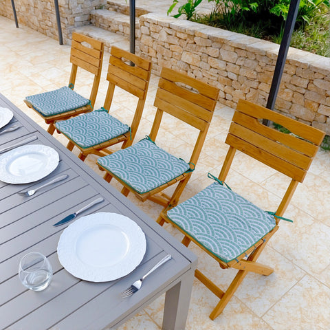 Set di 4 cuscini per sedia 35x35x3 cm modello ventaglio verde