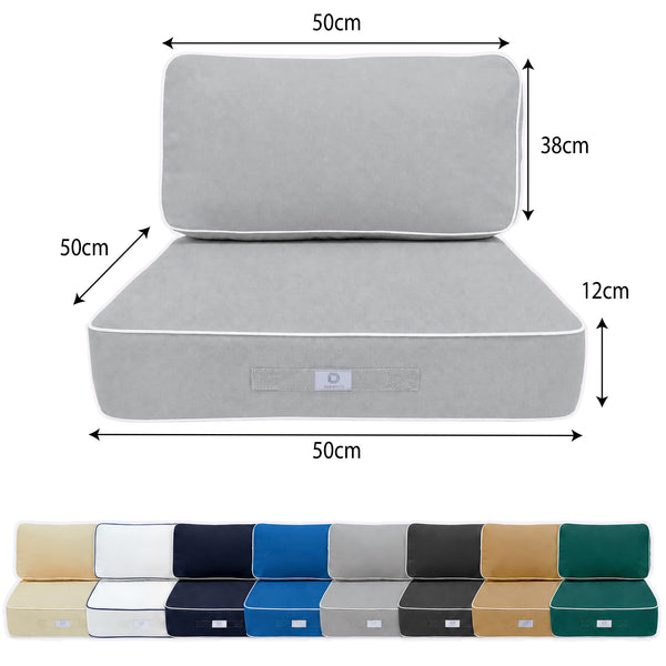 Set Cuscini Premium 50x50 Grigio Chiaro - Spesso 12cm & Finitura con Profilo