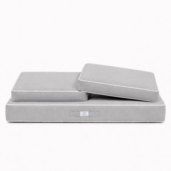 Set Cuscini Premium 120x60 Grigio Chiaro - 1 Seduta + 2 Schienali (Spesso 12cm & Passepoil)
