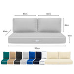 Set Cuscini Premium 120x60 Grigio Chiaro - 1 Seduta + 2 Schienali (Spesso 12cm & Passepoil)
