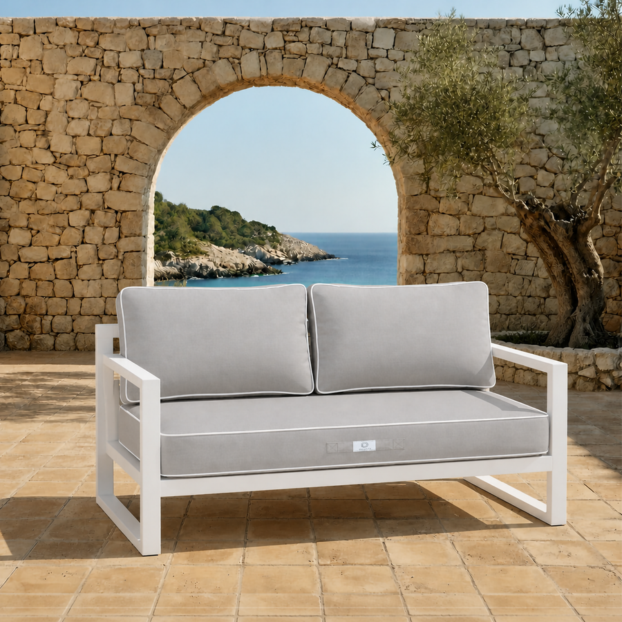 Set Cuscini Premium 100x50 Grigio Chiaro - 1 Seduta + 2 Schienali (Spesso 12cm & Passepoil)