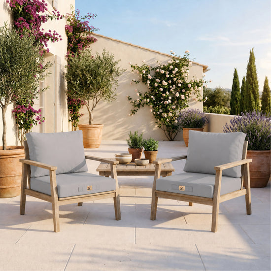 Set Cuscini Salotto da Giardino 60x60 Grigio Ciottolo - Sfoderabile & Anti-UV (Seduta + Schienale)